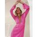 Women's Party Dress Deep V Neck Sexy with Belt Flare Long Sleeve Long Dresses High Waist Elegant XL Rose Red - Buy Online on GoSupps.com