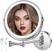 MNIENT Wall Mounted Lighted Makeup Mirror 8 Rechargeable Double Sided Magnifying Mirror 1x/10x 3 Colors Led Vanity Mirror with Lights Touch Dimmable 360 Rotation Foldable Light up Mirror