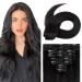 Extensions real hair remy human hair clip in hair extensions standard 100% remy real hair 8 tresse 18 clips smooth 55cm / 110g (#1 black)