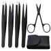 Plucking the tweezers 5 -ply tweezers set made of stainless steel with pointed tweezers sloping tweezers scissors and leather bag for eyelash extensions and hair removal
