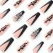24 Pcs Long Coffin Black French Tip Press on Nails with Silver Snake Rhinestone - Exquisite Acrylic False Nails for Manicure Decoration - Buy Online on GoSupps.com