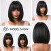 AWEE Black Short Bob Wig with Bangs - 10 Inch Natural Straight Synthetic Hair for Daily Wear and Cosplay - Buy Online on GoSupps.com