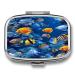 Pill Box Tropical Fishes Print 2 Compartment Medicine Pill Case Pill Organizer Decorative Metal Portable Pill Box for Pocket Or Purse