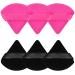 Powder Puff Face Soft Triangle Makeup Puff for Loose Powder Body Powder, Velour Cosmetic Makeup Sponges Blender for Contouring, Under Eyes and Corners, Beauty Makeup Tools, Black and Hot Pink