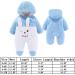 Newborn Baby Cartoon Bear Snowsuit Winter Coat Fleece Hooded Romper Jumpsuit Blue Rabbit - 9-12 Months - Buy Online on GoSupps.com