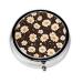 Little White Daisies Portable Metal Pill Box Round Mini 3-Compartment Plastic Insert hinged Fastening Design Suitable for Small Pills Must-Have for Travel