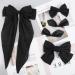 5Pcs Black Satin Silk Hair Bow Clips with Long Tail - Vintage Hair Ribbons for Women and Girls - Perfect for Parties, Valentine's Day, Weddings, Birthdays (4 Sizes) - Buy Online on GoSupps.com