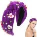 Love Heart Knotted Headband - Pink Top Knot Headband High Skull Pearl Love Heart Headband | Sophisticated Valentine's Day Headband Rhinestone Crystal Jeweled Embellished Hairband for Women Purple - Buy Online on GoSupps.com