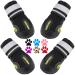 QUMY Dog Shoes for Large Dog Medium Dogs Boots & Paw Protectors for Winter Snowy Day Summer Hot Pavement Waterproof in Rainy Weather Outdoor Walking Indoor Hardfloors Anti Slip Sole Black Size 6 Size 6: (W*L) 2.6x3.0 inch (Pack of 4) Black