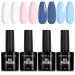 TOMICCA Gel Nail Polish Set Pink Baby Blue French White Pastel Gel Polish Set Soak off UV LED Cured Art Manicure Set Easy DIY Nail Art Salon 4x8ML A116025
