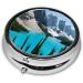 Rocky Mountains Round Pill Box - 3 Compartment Mini Decorative Travel Organizer for Vitamins & Medicine - Portable Purse Pill Case - Buy Online on GoSupps.com