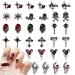 Halloween Nail Charms 32 Pcs 3D Star Moon Heart Cross Skull Spider Nail Rhinestones Gems Vintage Punk Metal Nail Art Decorations Black Nail Jewelry for DIY Nail Accessories