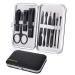 Manicure Set 10pcs Professional Nail Clippers Kit Pedicure Care Tools-Stainless Steel Grooming Tools for Travel (Black White)