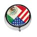 Mexican American Flag Round Pill Box Lightweight Moisture-Proof Portable for Emergency Medication & Fish Oil Mexican American Flag One Size