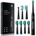 Electric Toothbrushes for Adults, 8 Brush Heads Sonic Electric Toothbrush with 40000 VPM Deep Clean 5 Modes, Power Rechargeable Toothbrushes Fast Charge 4 Hours Last 30 Days, Electric Toothbrush Black