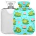 Oarecol hot water bottle with cute frog pink flower with reference green animals blue 2 l transparent warm -up bag for pain relief cramps