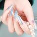 ZASKHLD 24pcs Chrome Press on Nails Holographic Light Fake Nails Almond Mirror Glue on Nails Luxury Metallic Chameleon False Nails Soft Reusable for Women Acrylic Coffin Nails Decor Nails Salon Medium Length - A8