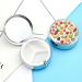 Round Pill Box with Vegetable & Fruit Print - 3 Compartment Portable Metal Pill Organizer - Buy Online on GoSupps.com