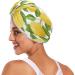 Watercolor Lemons Dry Hair Cap & Quick Drying Towel Set - Super Absorbent Soft Comfortable | 2 Piece Button Headband - Buy Online on GoSupps.com