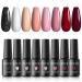 ROSALIND 8PCS Nude Pink Gel Nail Polish Set White Red Nail Gel Colors Polish Light Pink Red Solid Gel Polishes Long Lasting White Black Glitter Gel Nail Polish Red Nude Gel Collection Nail Manicure