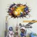 3D Planet Wall Stickers | Cosmic Galaxy Decals for Nursery | Outer Space Decor for Kids Room | Stars and Solar System Wall Decoration | Yellow - Buy Online on GoSupps.com