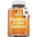 Vitamine C Gummies avec Zinc - 90 Gommes V ganes - 120mg de Vitamine C & 12mg de Zinc par portion Compl ment alimentaire - Saveur naturelle d orange - Nu U Nutrition