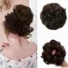 Juikoumn Messy Bun Hair Piece 100% Human Hair  Curly Hair Extensions Real Human Hair Scrunchies Updo Hair Bun Hair Pieces for Women Girls Ponytail Extension Human Hair(dark brown)
