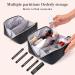 ZAUKNYA Large Capacity Travel Cosmetic Bag - Portable Leather Waterproof Women's Makeup Organizer - Checkered Cosmetic Bag with Handle and Divider (Black) - Buy Online on GoSupps.com