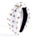 Wecoe Rhinestone Headband White Top Knotted Headband For Women Girls Wide Headbands For Women Non Slip Fashion Cloth Sparkly Jeweled Beaded Embellished Headband Hair Accessories For Women Girls
