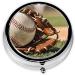 Baseball Printed Mini Round Pill Box | 3 Compartment Portable Pill Organizer for Travel & Everyday Use - Buy Online on GoSupps.com