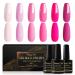 Shining She Gel Nail Polish Set Pink 6 Colors Pink Rose Gel Polish Kit Soak-Off UV/LED Blue Series Nail Polish Gel Gift for Nail Art Salon DIY Home 8ML