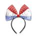 4th of July Headband Bow Hair Band with Sequins Independence Day Headwear Patriotic Hair Hoop American Red White Blue Hair Accessories Fourth of July Hair Supplies for Parade Party Decorations 1Pcs