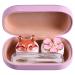 Lurrose accessories box colored contact lens container cleaning kit hard glasses case objective travel set contact lens container made of glass colored lentils eye care holder eye protection frame 9.5x5.5cm pink