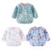 Yealoo 3pcs Baby Bibs with Sleeves Waterproof Children Bibs Washable 6-30 Months for Eating Playing 3pcs Set A