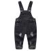 KIDSCOOL SPACE Baby Boy Girl Jean Overalls Toddler Ripped Denim Cute Workwear 12-18 Months Black-2079