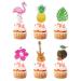 Dohia Tropical Cupcake Toppers Aloha Luau Cupcake Picks Flower Turtle Leaves Flamingo Pineapple Cupcake Decorations for Summer Baby Shower Birthday Wedding Party Cake Supplies D1-XWYHHCP