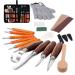 Wood Carving Tools Set Detail and Hook Carving Knife Kit for Beginners Trimming Knife for Spoon Bowl Cup Woodwork Round handle design and 6pcs SK2 Carbon Steel Wood Carving Knives(10pcs) SET1