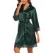 BESDEL Women's Satin Silk Bathrobe | V-Neck Short Kimono Robe XXL | Dark Green - Buy Online on GoSupps.com