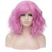 Amyhome women briefly lured wig Lady bob wig with fringe synthetic wig with a wig cap for women cosplay party fancy dress pink