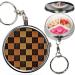 Pack of 2 - Portable Pill Organizer (Checkered Edible Mushrooms) Metal Medicine Box 3 Compartment Stash Vitamin Meds Case with Keychain