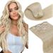 Laavoo blond clip in real hair extensions remy hair blonde extensions real hair clip light blonde 45cm hair extension real hair clip full head 105g 7 piece #613 45cm-105g 2.4 #613