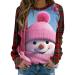 Women's Christmas Sweatshirts Cute Snowman Penguin Print O-Neck Raglan Top Shirt Pullover Comfy Warm Xmas Jumper Winter Long Sleeve Tops Loose Tunic Top Sweaters Z11-pink XXL