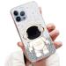 Tivenfezk Nadoli for iPhone 12 Pro Max astronaut Hidden Stand Shell caricature glitter stand soft silicone bling transparent protective cover iphone 12 per max clear