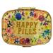AmyZone Metal Pill Organizer Travel Friendly Portable Compact Pill Box Cute Pill Case to Hold Vitamins/Tylenol/Fish Oil/Supplements/Meds/Tablet for Purse/Pocket(Happy Pills) Gold-happy Pills