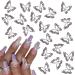 KACHIMOO Butterfly Nail Charms 20pcs Metal Butterfly Nail Gems Nail Rhinestones 3D Nail Butterfly Charms for Acrylic Nails DIY Craft Nail Art Accessories (Silver) Silver-1
