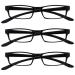 The Reading Glasses Company Black Neck Readers Value 3 Pack Men Women Spring Hinges RRR20-1 +3.00