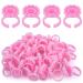 Sibba 100 pieces of eyelash glue holder rings plastic container ring cup tray for eyelash extensions fan bloom accessories (pink round)