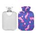 Pattern with axolotl hot water bottle 1 l winter heat bottle hot water bottle soft plush cover hand feet warmer for children men women