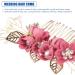 Lurrose Bride Wedding Hair Comb Combs for Hair Rhinestone Pearls Leaf Hair Piece Crystal Hair Side Comb for Women and Girls Rosy - Buy Online on GoSupps.com