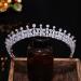 FASNAHOK CZ Wedding Bride Tiara Birthday Princess Crown Prom Party Headpiece Extended Version Hair Accessories Gift for Women Silver